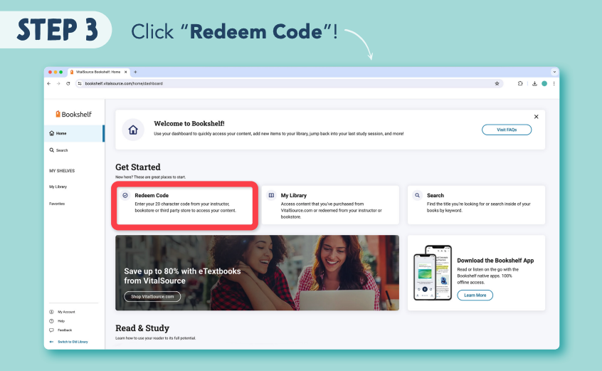 How do I redeem my eBook code if I don't see a place to enter the code ...